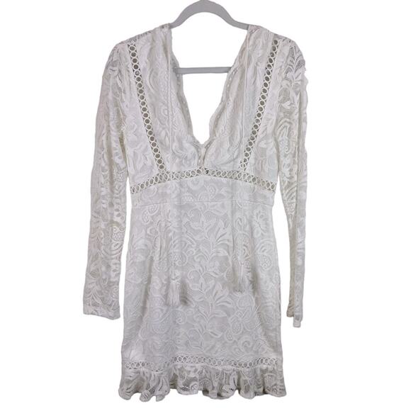 Hello Molly Time for You Mini Lace Crochet Dress Cottage Boho Bridal White Large - Picture 3 of 9